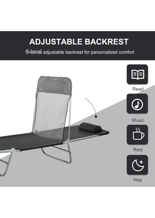 Outsunny Recliner Garden Sun Lounger Patio (182cm x 56cm x 24.5cm) - No Size Image 4