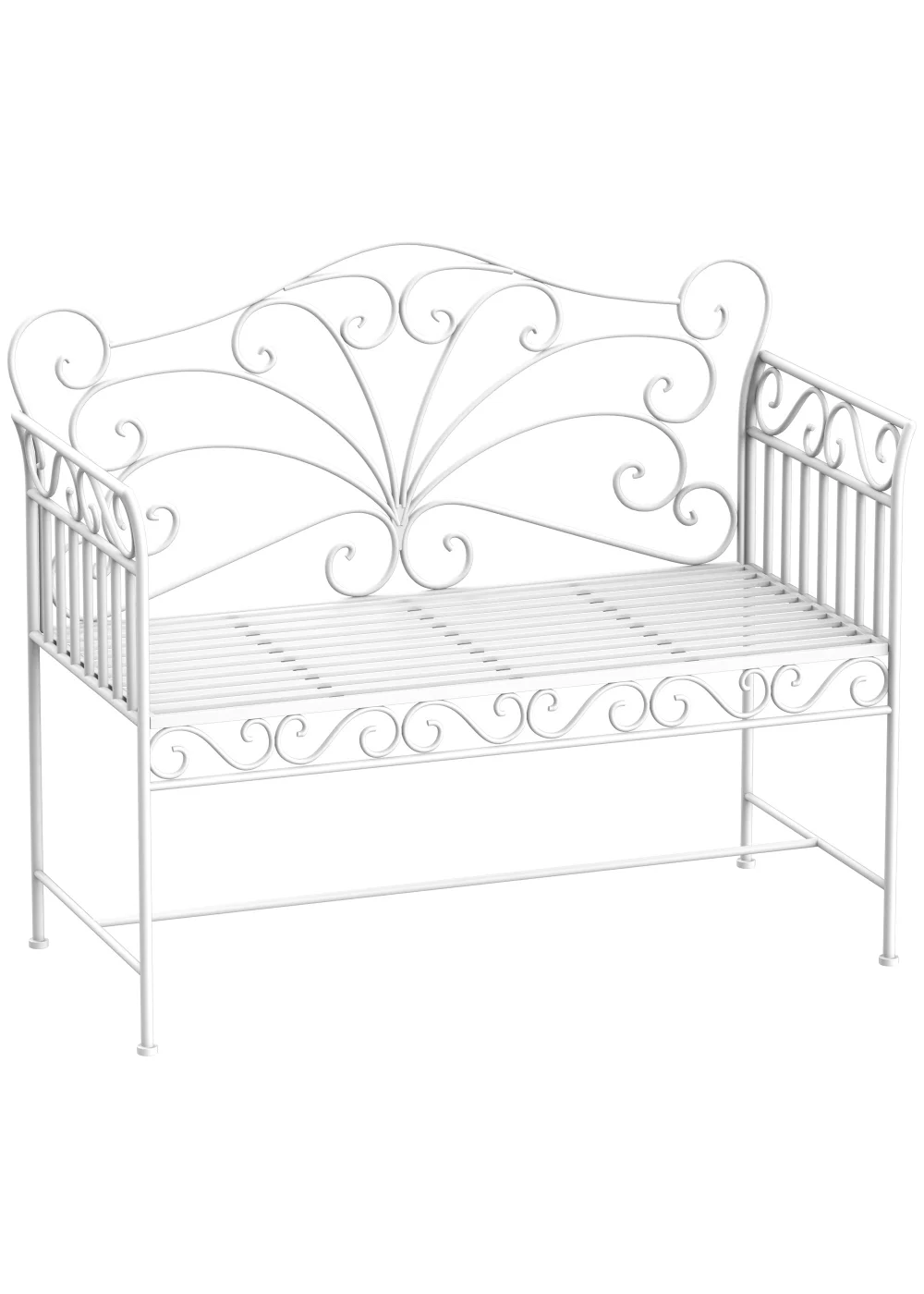 Outsunny Garden 2 Seater Metal Bench Park Seating Outdoor Furniture Chair - No Size Image 2