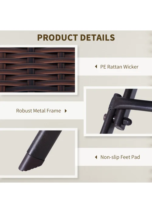 Outsunny 3 Pieces PE Rattan Bistro Set, Coffee Set - No Size Image 4