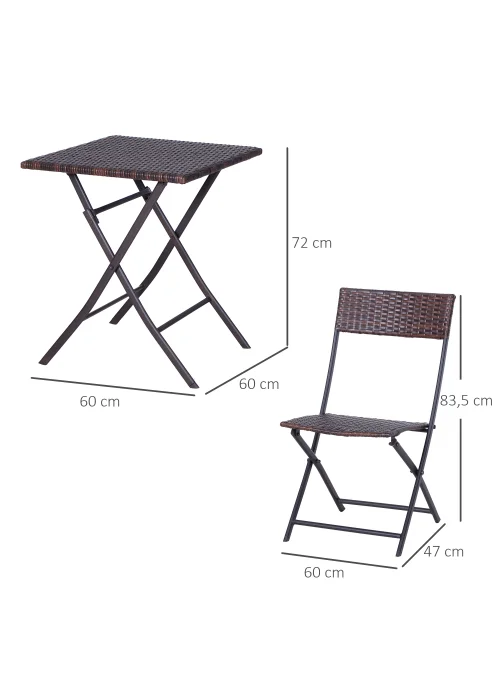 Outsunny 3 Pieces PE Rattan Bistro Set, Coffee Set - No Size Image 3