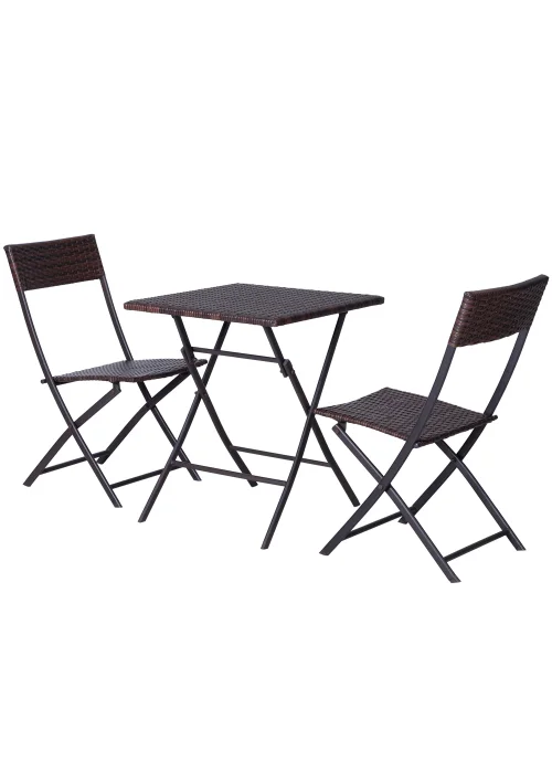 Outsunny 3 Pieces PE Rattan Bistro Set, Coffee Set - No Size Image 2