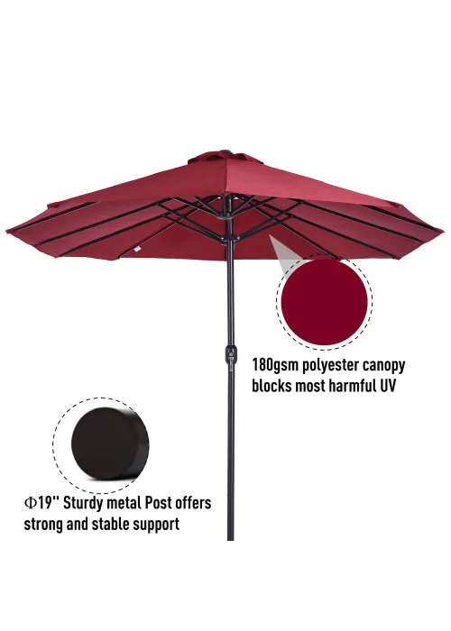 Outsunny Double-Sided Garden Parasol (4.6m) - NO BASE - No Size Image 5