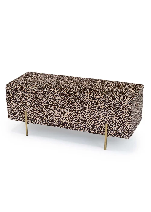 LPD Furniture Lola Storage Ottoman Leopard Print (450x1150x450mm) - One Size Image 1