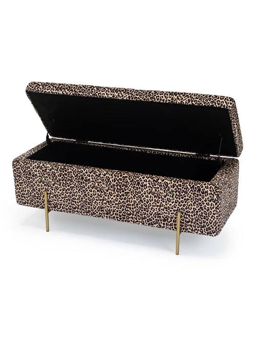 LPD Furniture Lola Storage Ottoman Leopard Print (450x1150x450mm) - One Size Image 2