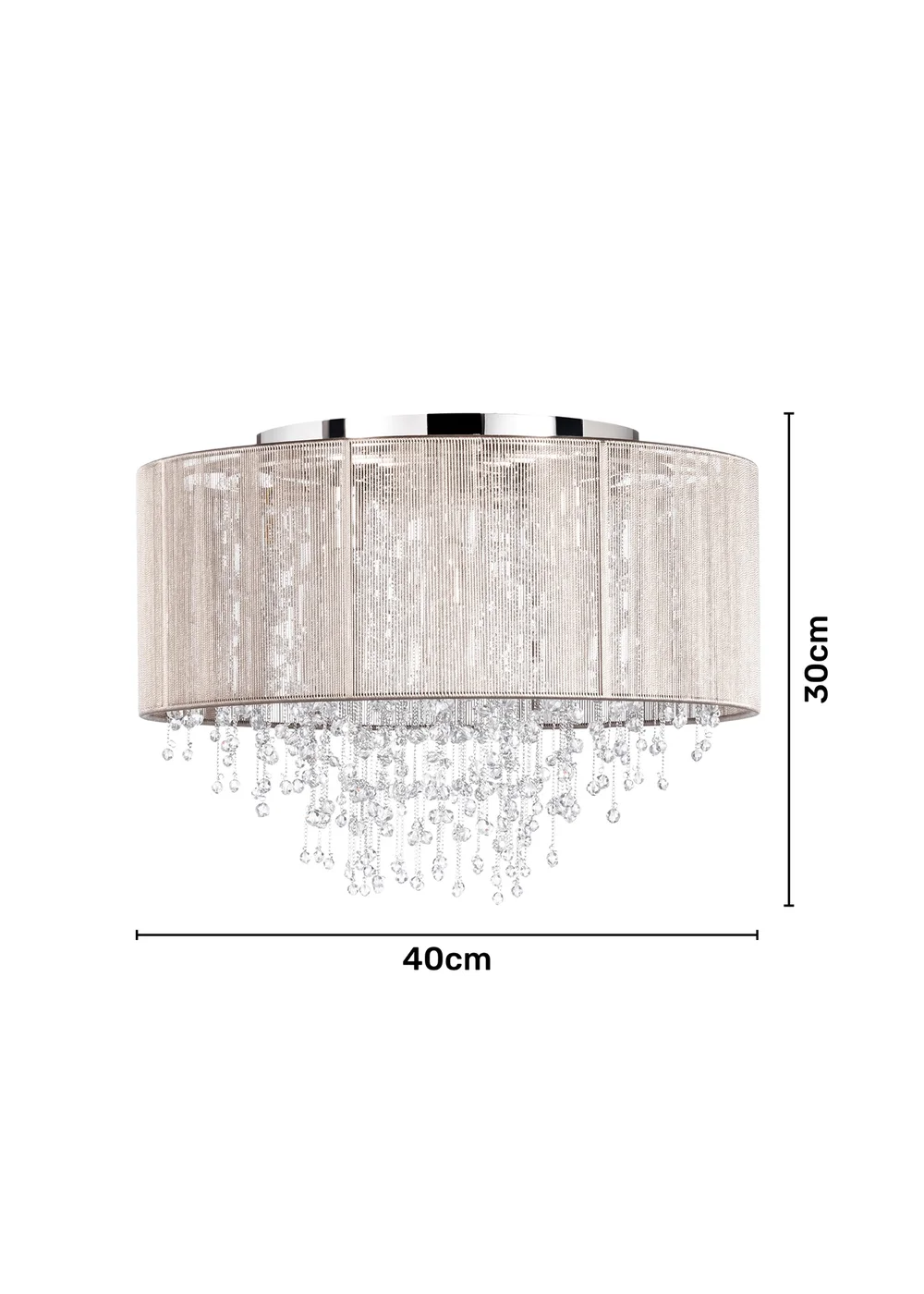 BHS Viola Grey Flush Ceiling Light (30cm x 40cm x 40cm) - One Size Image 4