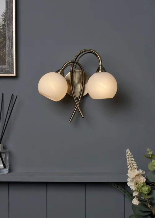 BHS Soni 2 Bulb Wall Light (23cm x 25cm x 20cm) - One Size Image 1