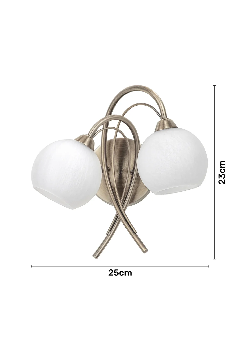 BHS Soni 2 Bulb Wall Light (23cm x 25cm x 20cm) - One Size Image 3