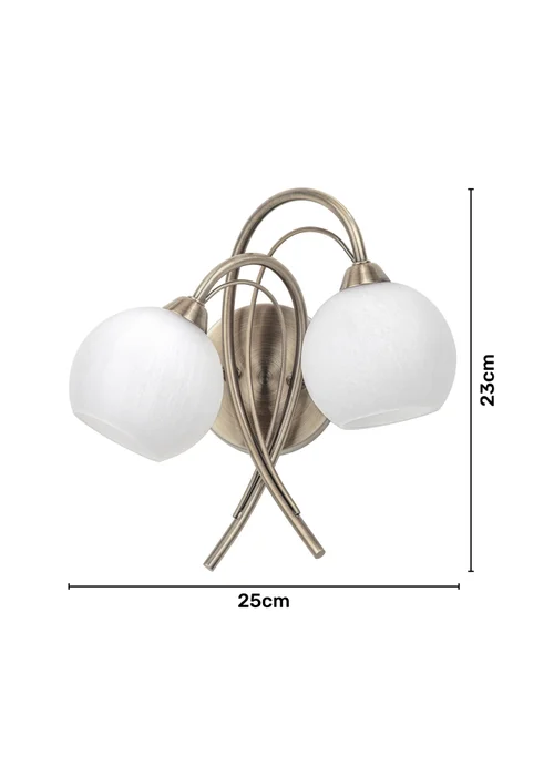 BHS Soni 2 Bulb Wall Light (23cm x 25cm x 20cm) - One Size Image 3