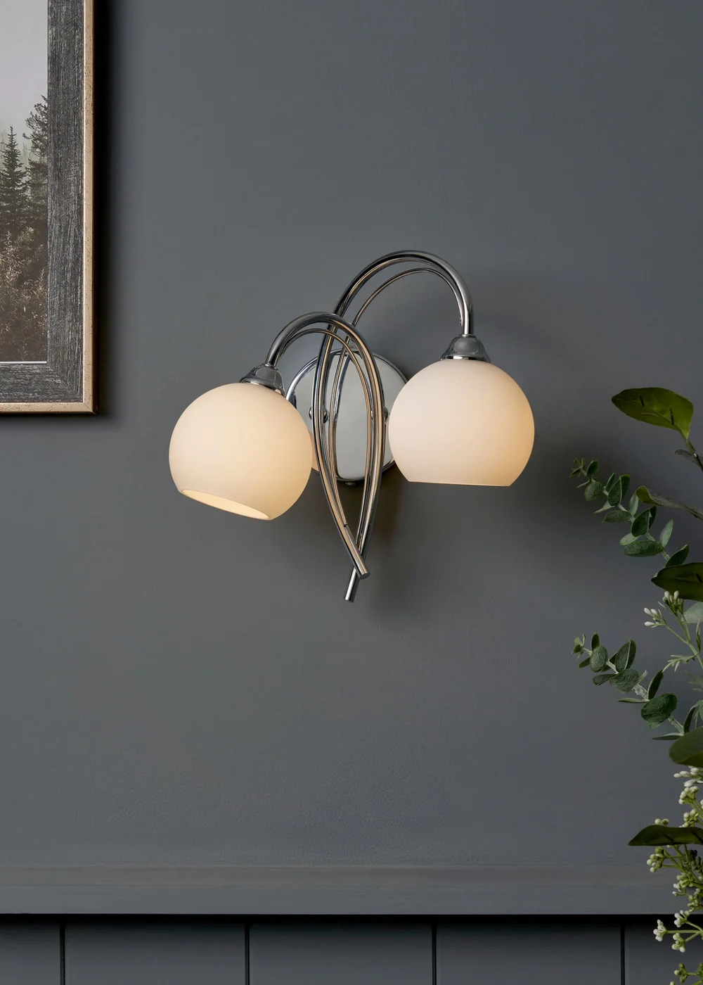 BHS Soni 2 Bulb Wall Light (23cm x 25cm x 20cm) - One Size Image 2