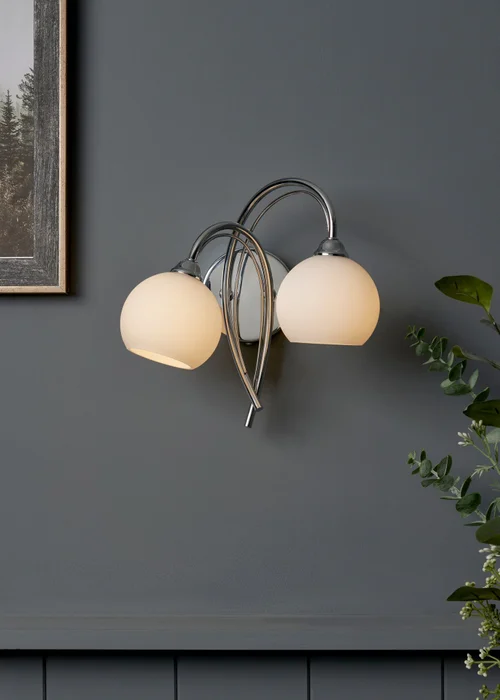 BHS Soni 2 Bulb Wall Light (23cm x 25cm x 20cm) - One Size Image 2