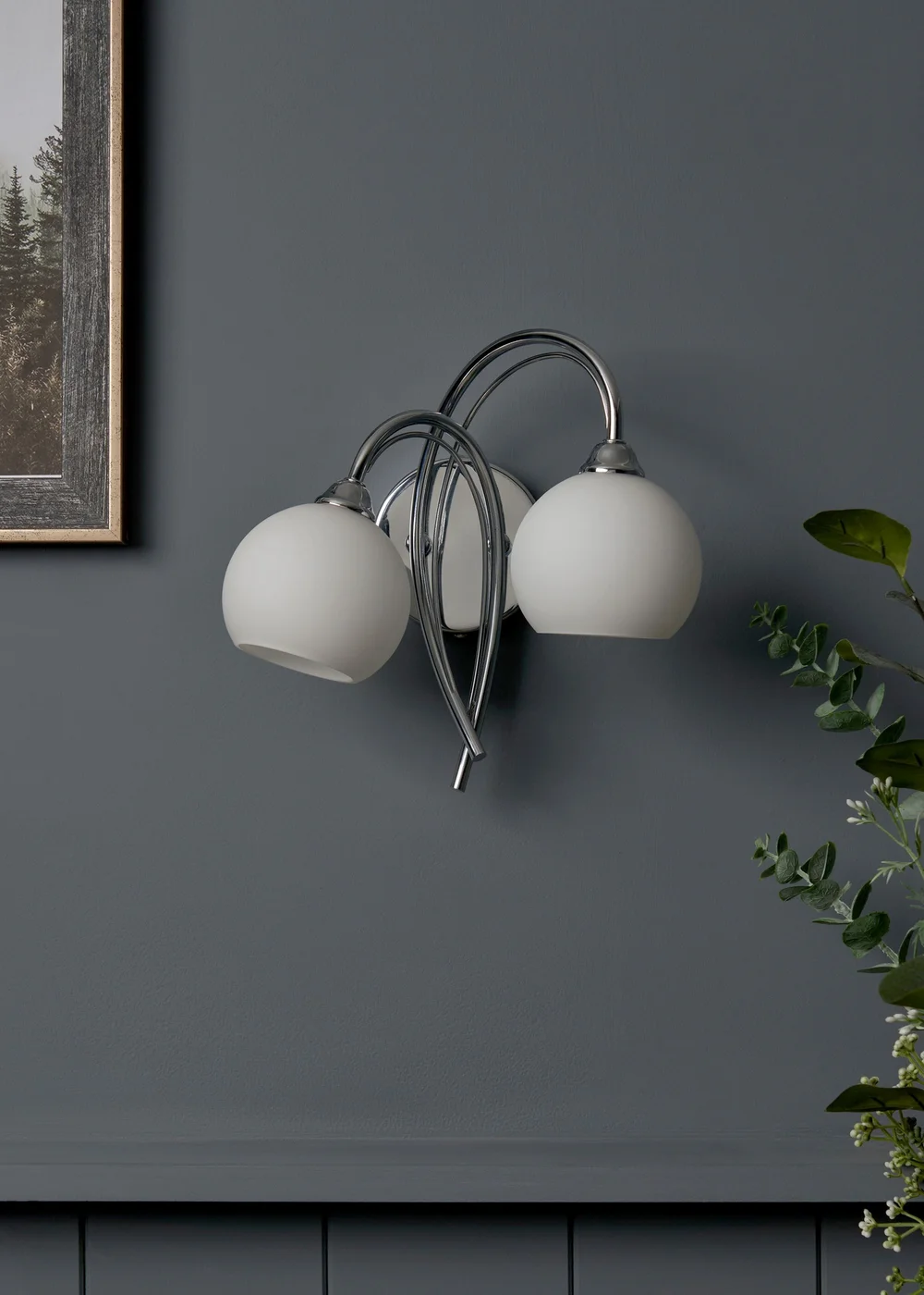 BHS Soni 2 Bulb Wall Light (23cm x 25cm x 20cm) - One Size Image 1