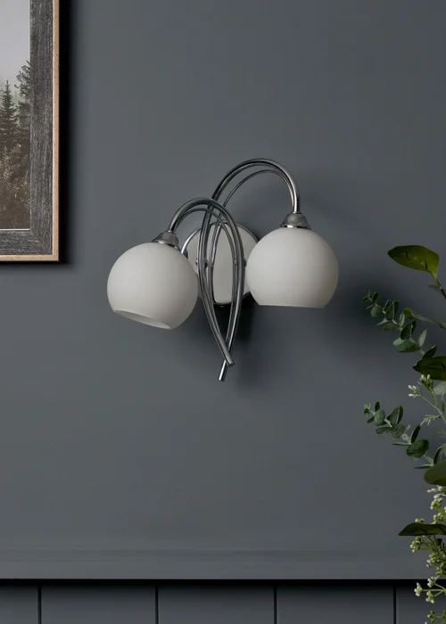 BHS Soni 2 Bulb Wall Light (23cm x 25cm x 20cm) - One Size Image 1