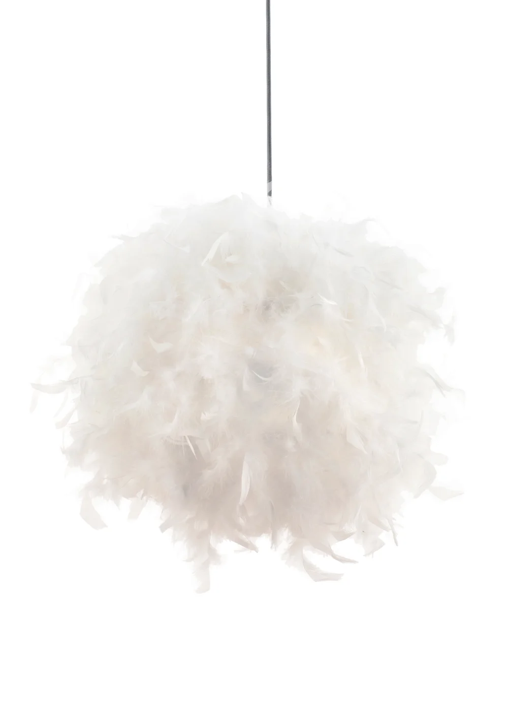 BHS White Plume Feather Ball Pendant Light (112cm x 40cm x 40cm) - One Size Image 5