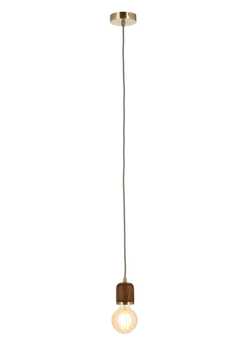 BHS Seth Oak Pendant Ceiling Light with Bulb (124cm x 10cm x 10cm) - One Size Image 1
