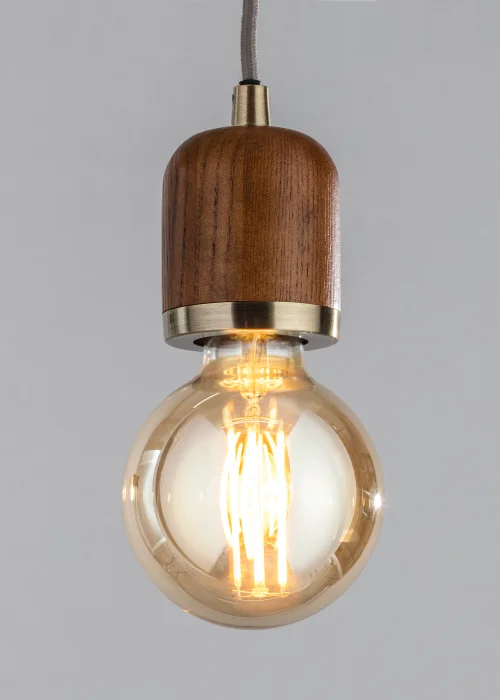 BHS Seth Oak Pendant Ceiling Light with Bulb (124cm x 10cm x 10cm) - One Size Image 2