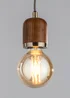 BHS Seth Oak Pendant Ceiling Light with Bulb (124cm x 10cm x 10cm) - One Size Image 2