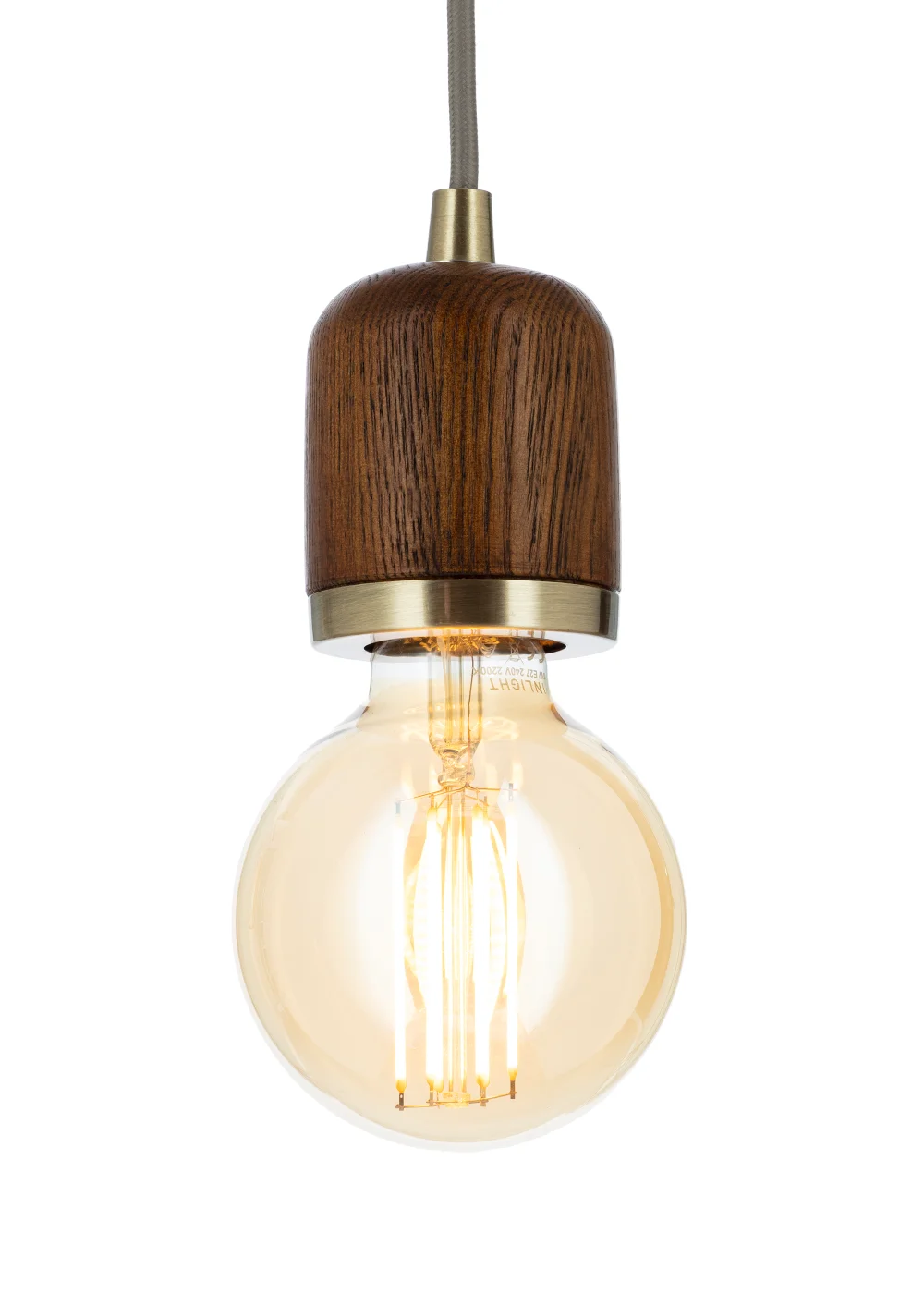 BHS Seth Oak Pendant Ceiling Light with Bulb (124cm x 10cm x 10cm) - One Size Image 3