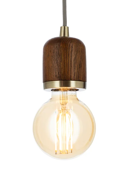 BHS Seth Oak Pendant Ceiling Light with Bulb (124cm x 10cm x 10cm) - One Size Image 3