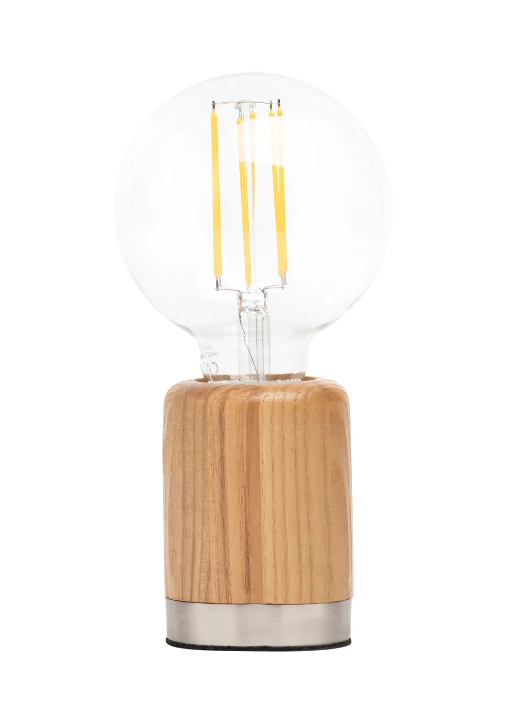 BHS Theo Wooden Table Lamp with Bulb (19.5cm x 9.5cm x 9.5cm) - One Size Image 3