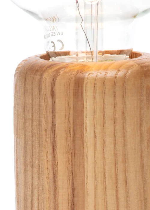 BHS Theo Wooden Table Lamp with Bulb (19.5cm x 9.5cm x 9.5cm) - One Size Image 2