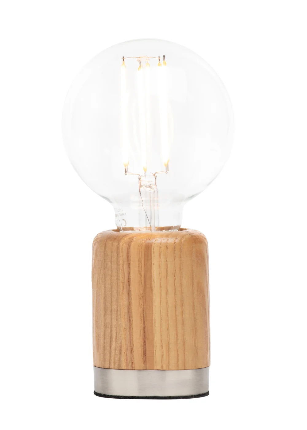 BHS Theo Wooden Table Lamp with Bulb (19.5cm x 9.5cm x 9.5cm) - One Size Image 1