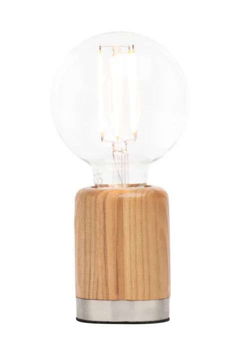 BHS Theo Wooden Table Lamp with Bulb (19.5cm x 9.5cm x 9.5cm) - One Size Image 1