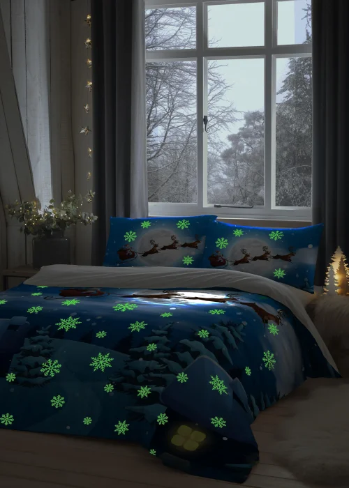 Bedlam Christmas Kids Santa Glow In The Dark Duvet Cover - Single Image 1