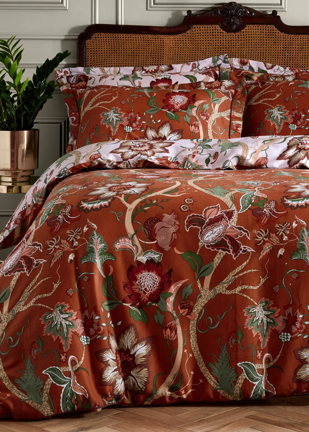 Paoletti Botanist Floral 100% Cotton Sateen Duvet Cover Set - Double Image 1