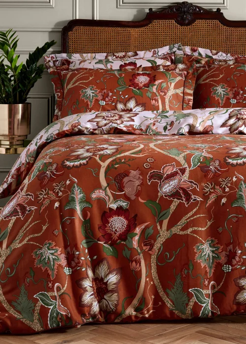 Paoletti Botanist Floral 100% Cotton Sateen Duvet Cover Set - Double Image 1