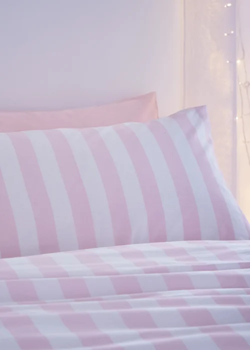 Sassy B Stripe Tease Reversible Duvet Cover Set Pink - Single Image 2