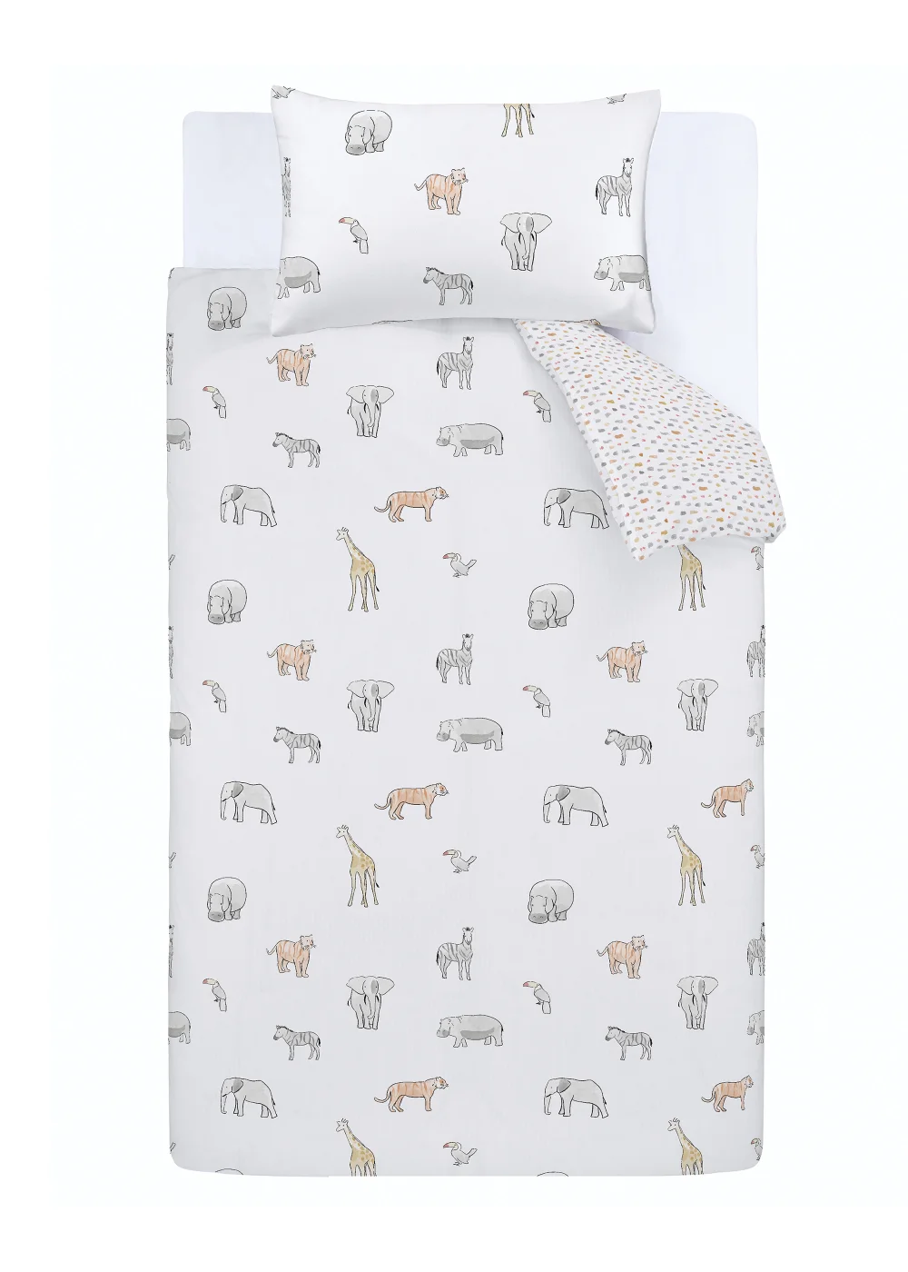 Bianca Fine Linens Zoo Animals Cotton Reversible Duvet Cover Set White - Junior Image 5