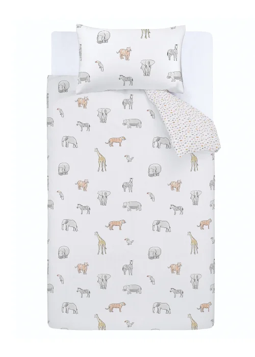 Bianca Fine Linens Zoo Animals Cotton Reversible Duvet Cover Set White - Junior Image 5