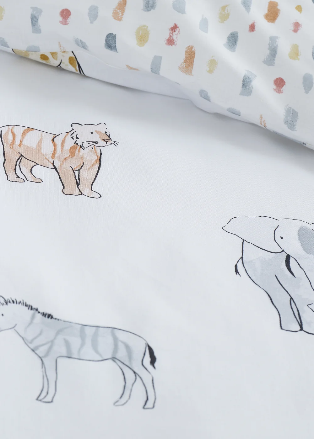 Bianca Fine Linens Zoo Animals Cotton Reversible Duvet Cover Set White - Junior Image 3
