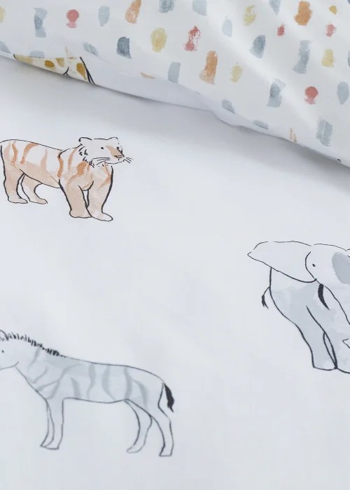 Bianca Fine Linens Zoo Animals Cotton Reversible Duvet Cover Set White - Junior Image 3