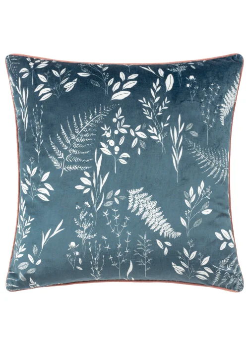 furn. Botanic Printed Velvet Cushion (50cm x 50cm x 8cm) - One Size Image 1