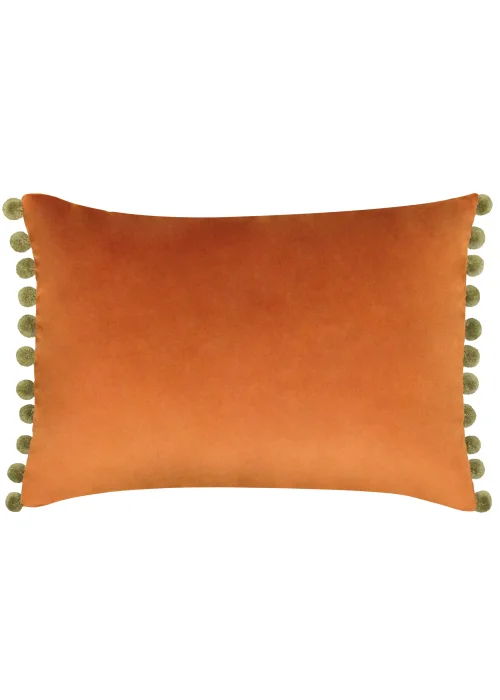 Paoletti Fiesta Pom-Pom Velvet Cushion (35cm x 50cm x 8cm) - One Size Image 1