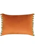 Paoletti Fiesta Pom-Pom Velvet Cushion (35cm x 50cm x 8cm) - One Size Image 1