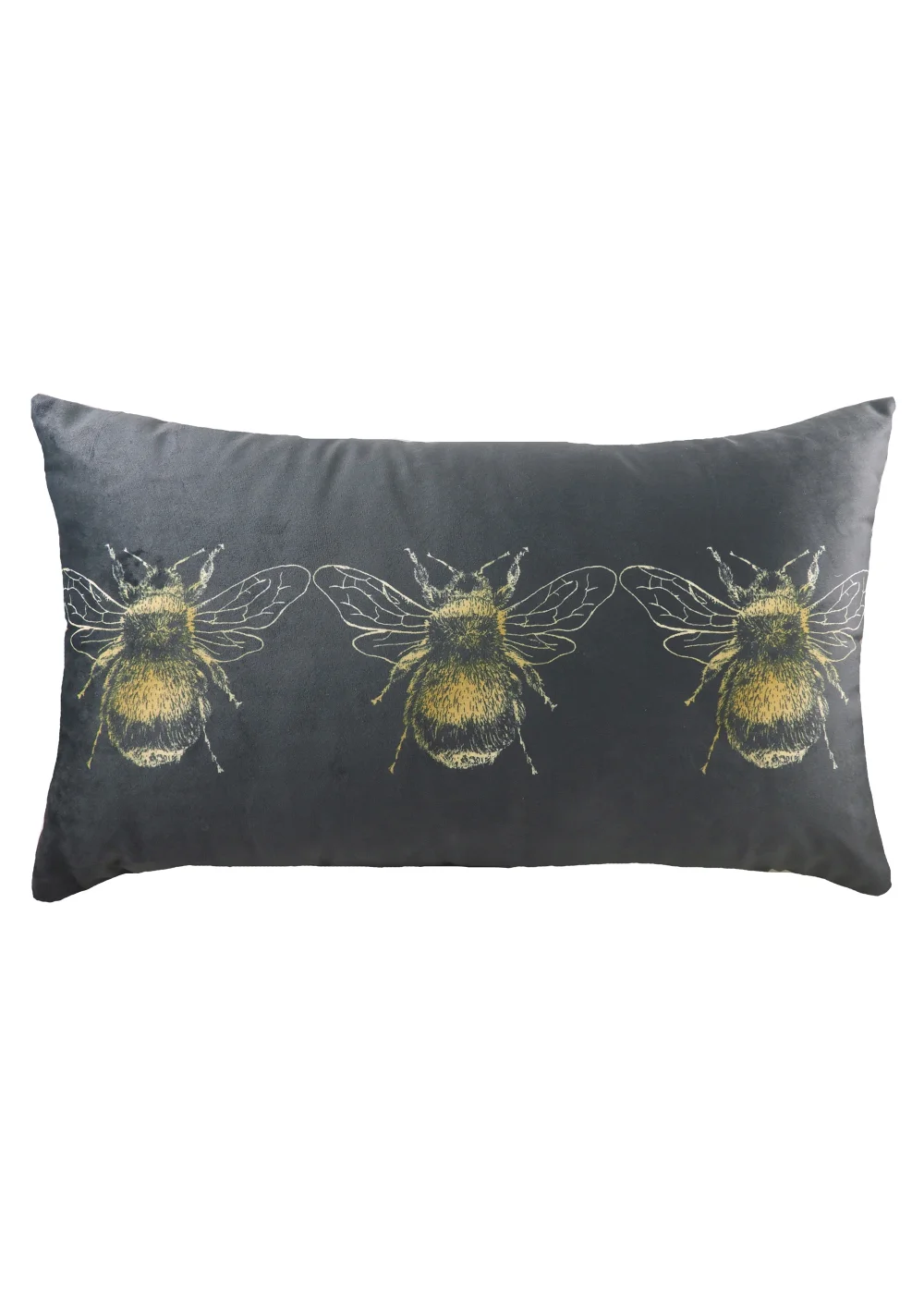 Evans Lichfield Velvet Bee Portrait Cushion (30cm x 50cm x 8cm) - One Size Image 1