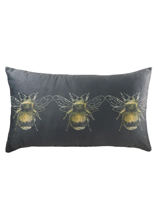 Evans Lichfield Velvet Bee Portrait Cushion (30cm x 50cm x 8cm) - One Size Image 1