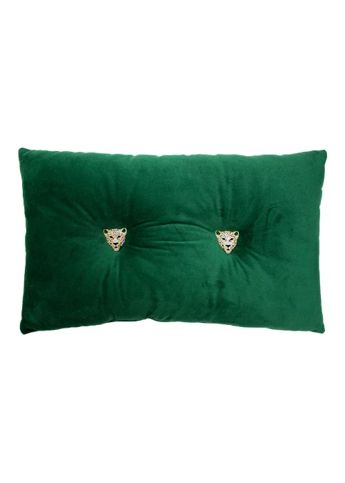 Paoletti Panther Button Velvet Cushion (30cm x 50cm x 8cm) - One Size Image 1
