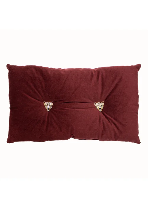 Paoletti Panther Button Velvet Cushion (30cm x 50cm x 8cm) - One Size Image 1