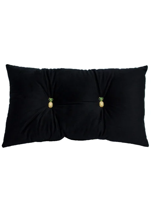 Paoletti Pineapple Button Velvet Cushion (30cm x 50cm x 8cm) - One Size Image 1