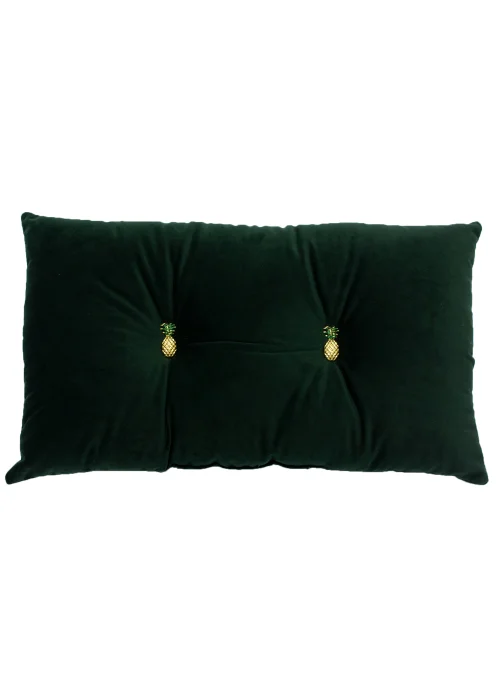 Paoletti Pineapple Button Velvet Cushion (30cm x 50cm x 8cm) - One Size Image 1