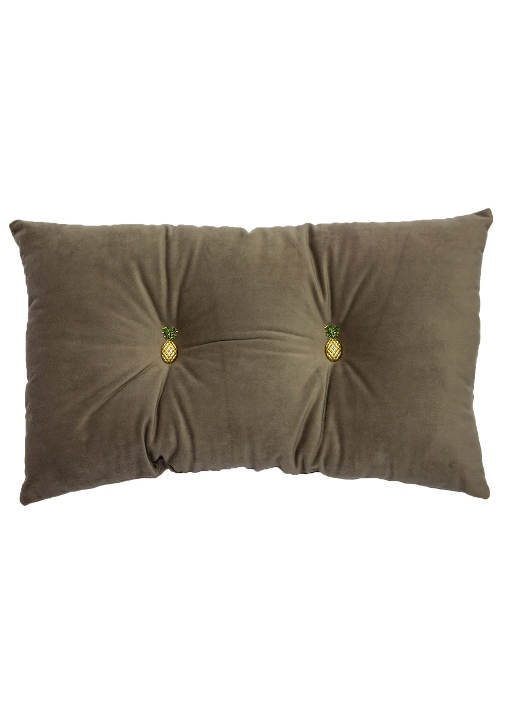 Paoletti Pineapple Button Velvet Cushion (30cm x 50cm x 8cm) - One Size Image 1