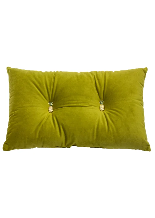 Paoletti Pineapple Button Velvet Cushion (30cm x 50cm x 8cm) - One Size Image 1