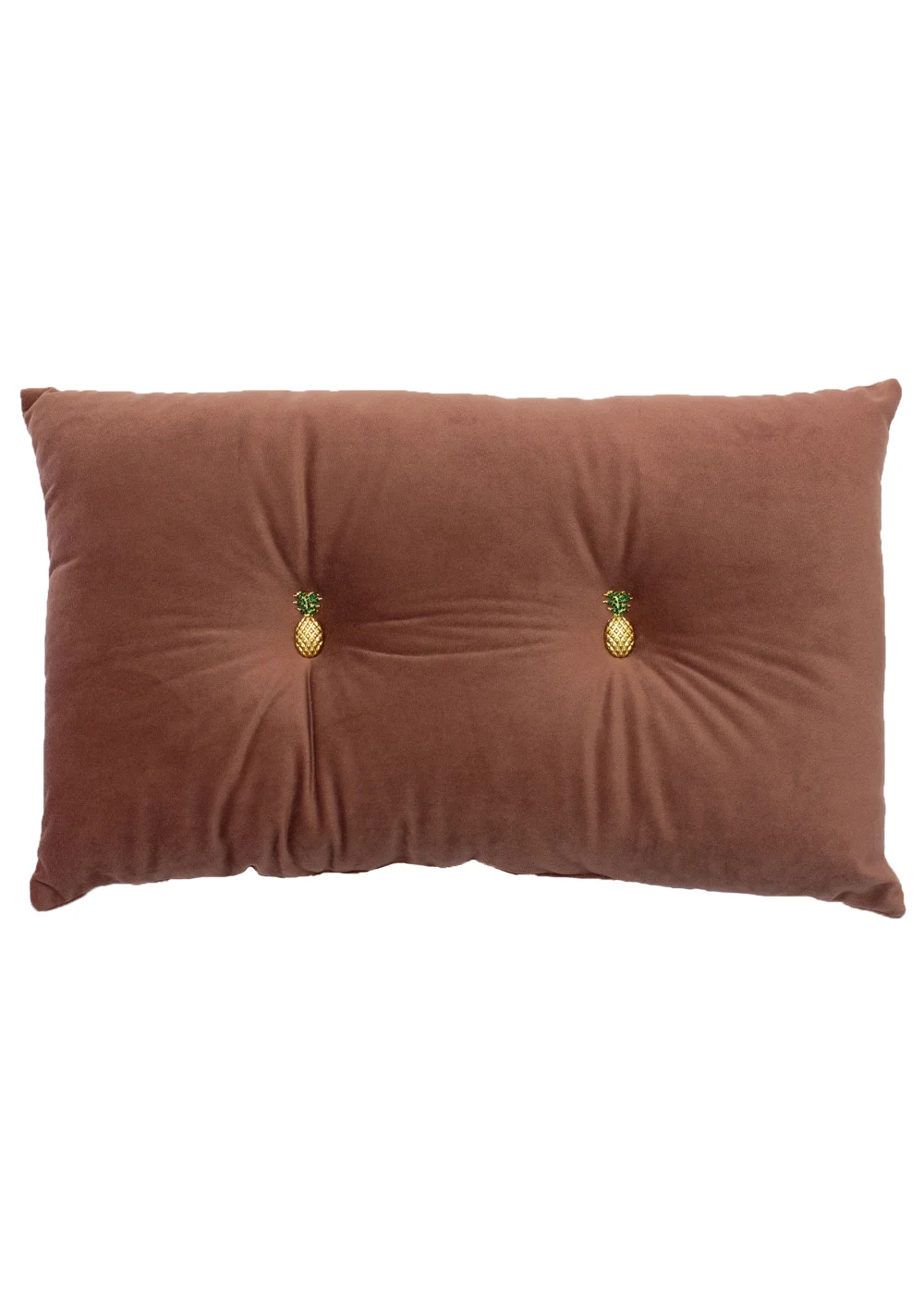 Paoletti Pineapple Button Velvet Cushion (30cm x 50cm x 8cm) - One Size Image 1