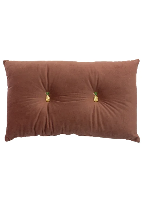 Paoletti Pineapple Button Velvet Cushion (30cm x 50cm x 8cm) - One Size Image 1