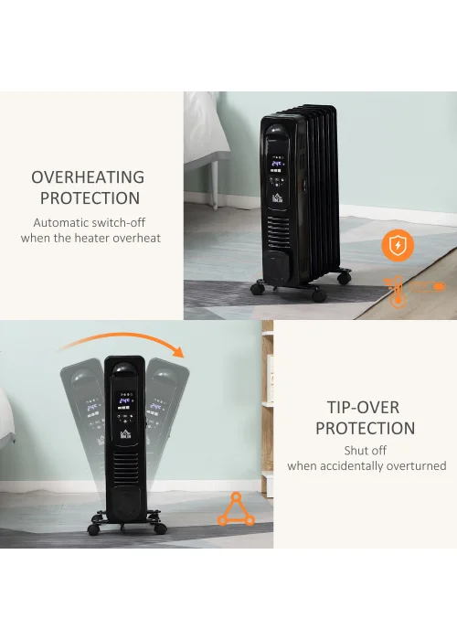 HOMCOM Oil Filled Radiator Space Heater (36.5cm x 24cm x 64cm) - No Size Image 4