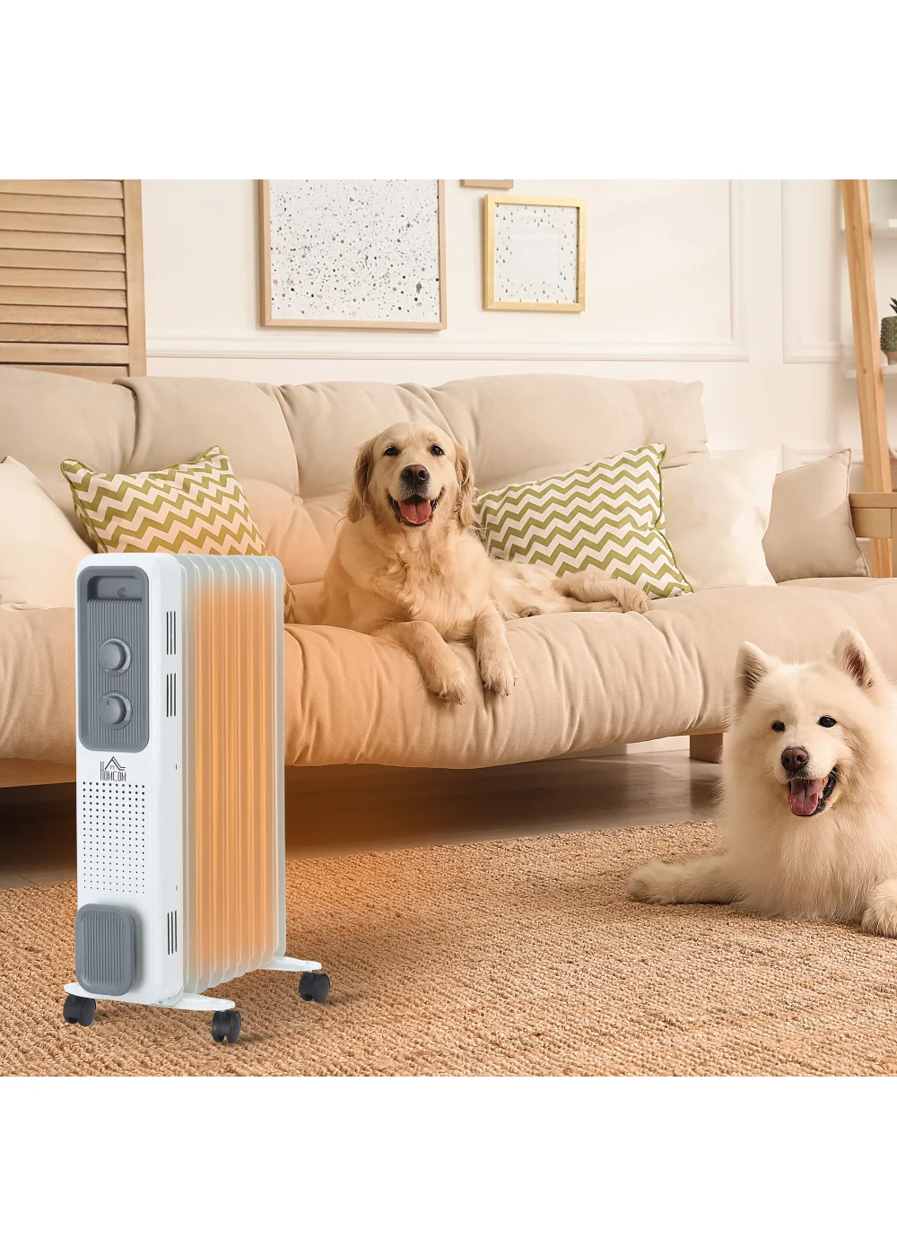 HOMCOM 2180W Oil Filled Radiator Portable Heater (43cm x 24cm x 60cm) - No Size Image 2