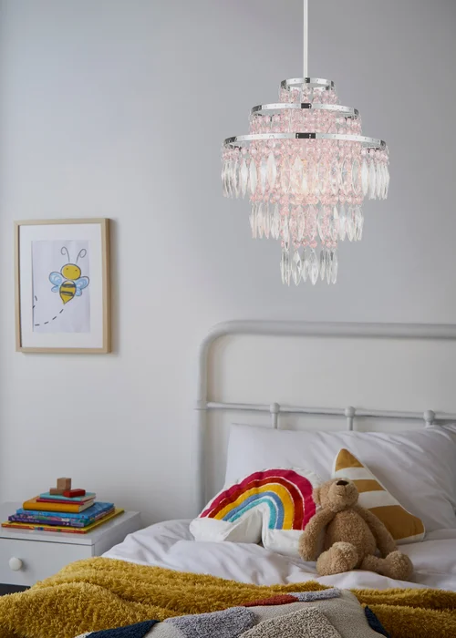 Glow Jewelled Pink Easyfit Pendant (37cm x 32cm) - One Size Image 1